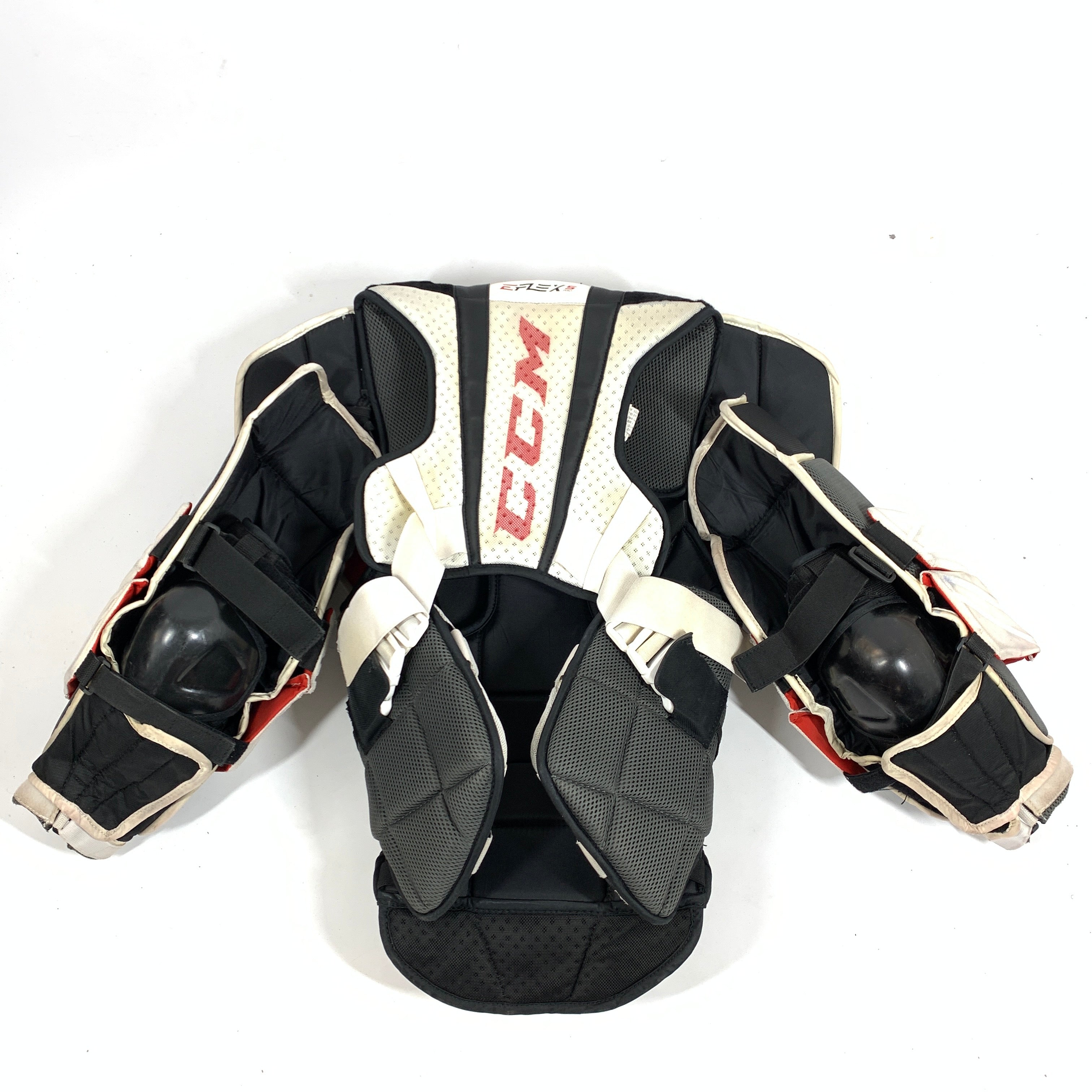 CCM Extreme Flex 5 Pro - Plastron de gardien de but Pro d'occasion (blanc/rouge)